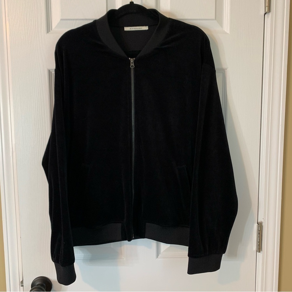 Etre Cecile Black Velour Bomber Bedazzled Logo Zip Up Jacket, size XL - Picture 9 of 9